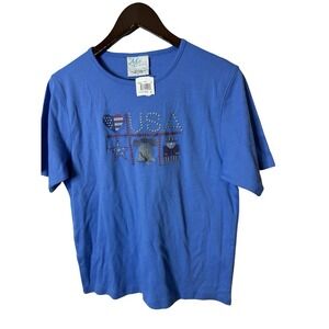 Vintage cotton USA Cross stitch Sampler knit shirt NEW MC Energy sportswear sz L